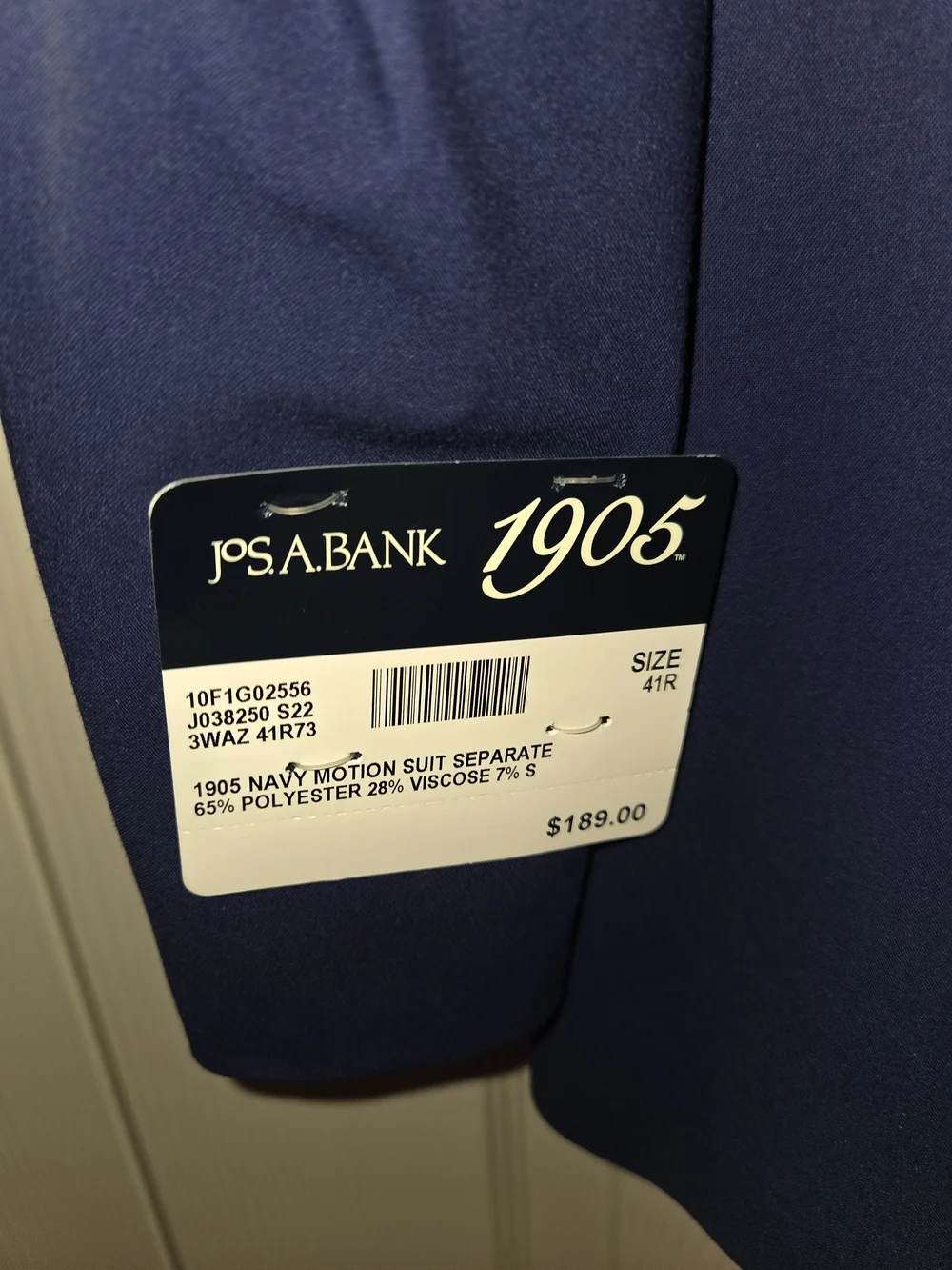 NWT Jos A Bank 1905 Motion Navy Suit Separates Jacket 41R Pants 34x32